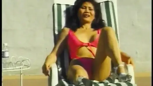 Busty asian milf slammed hard by midget after dildoing his ass