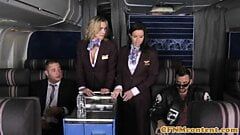 Assfucked CFNM stewardess joins mile high club