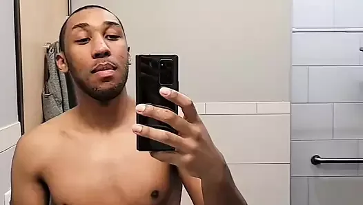 Miguel Brown shirt off in boxers in mirror abs video 15