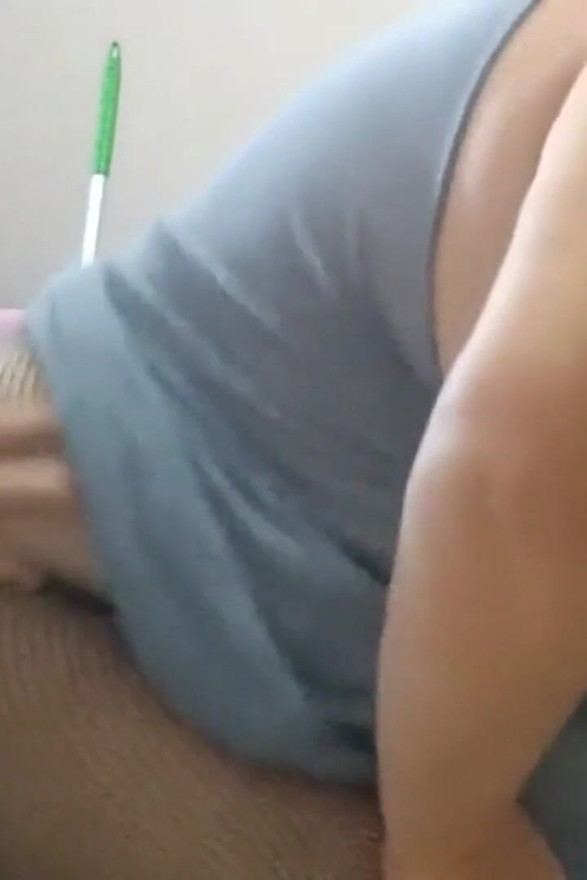 Fingering my dick then riding it with shaking tits