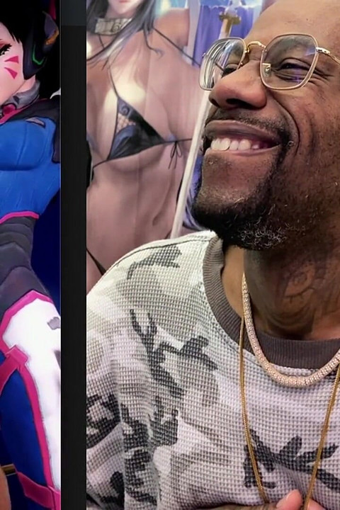 美しいトランスジェンダー D.va BBCのグーナーに彼女のペニスをフェラされている