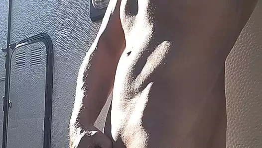 Can peeing also be sexy? What are you saying? Skinny boy peeing in the sun