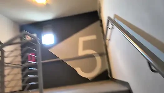 Shy Girl Gets Convinced in Elevator to Swallow a Stranger's Cum