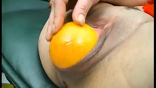Stockinged brunette seducing her holes with sex toys, food and bottles