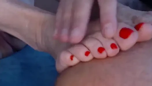 Strutting in Style: Long Feet, Nylons & Bold Red Nails! - 205