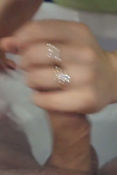 Close-up wife spies on a friend in the shower and sucks swallows cum