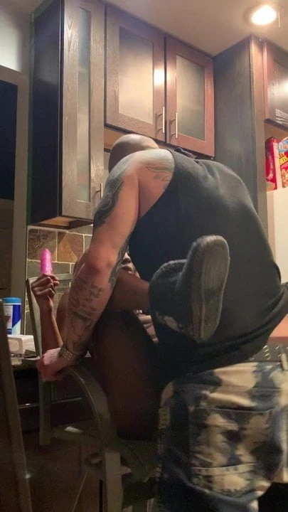 Fucking off in the kitchen