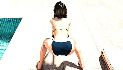 Freundin, stiefmutter, dicker arsch macht matias schwanz hart beim volleyball-training