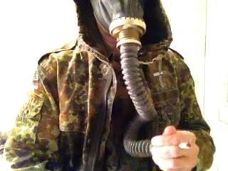 fun in bdu and gas mask