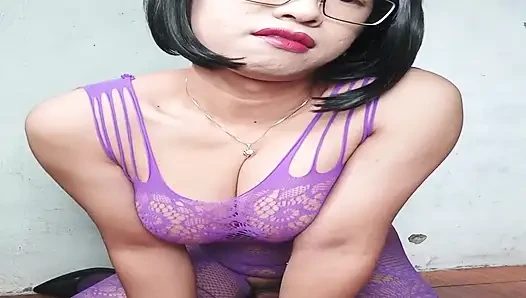 Hot Indo Shemale Masturbates with a Dildo