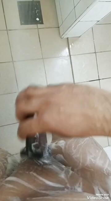 My big dick masterbation in cold shower