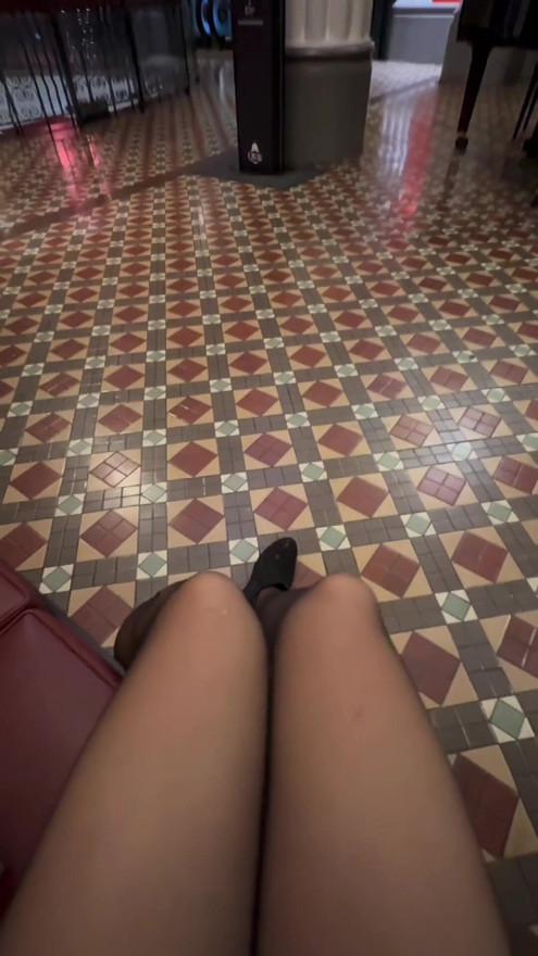 Asian femboy in black dress at a shopping centre | Clip 1
