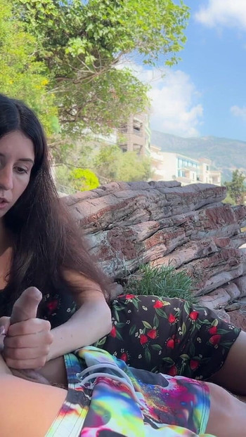Spectacular moment from "Public Dick Flashing on the Beach - I took his dick in my hand and helped him cum"