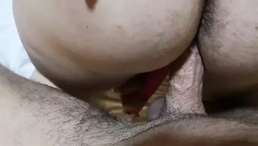 Close up of hairy ass and pussy, cum, POV