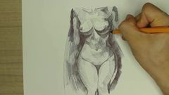 Легкое рисование обнаженного тела сводной сестры