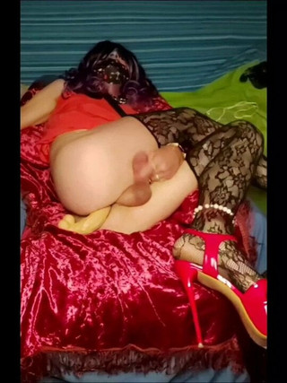 My little red buiseness dress playing to cum