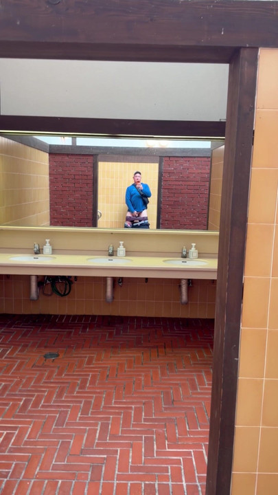 Flashing dick and ass in a public restroom in Kobe Japan