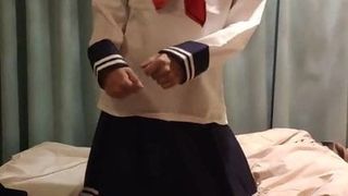 Crossdresser japonais, collection kantai, cosplay, masturbation