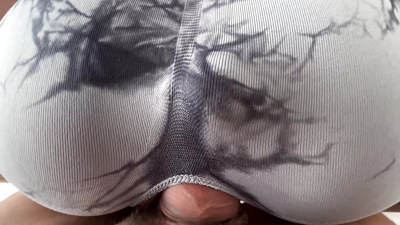 Doggystyle position sex with brunette in ripped leggings