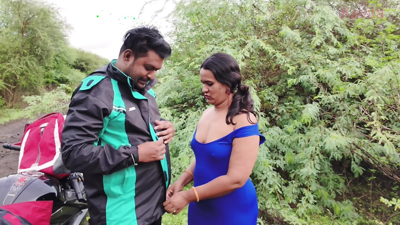 Desi Indian Marathi Kavita bhabhi ( Vahini ) fuck outdoor in jungle in doggy style with blue sexy dress and dirty blowjob