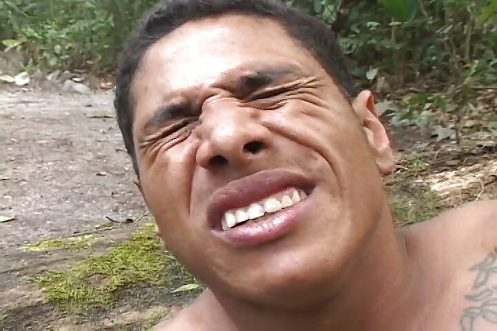 Two Latino guys in the forest bang