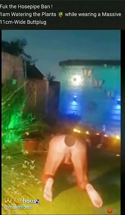 בשעה אחת בלילה עירומה בגינה עם פלאג אנאלי