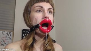 Crazy Mouth Slutting Big Dildo