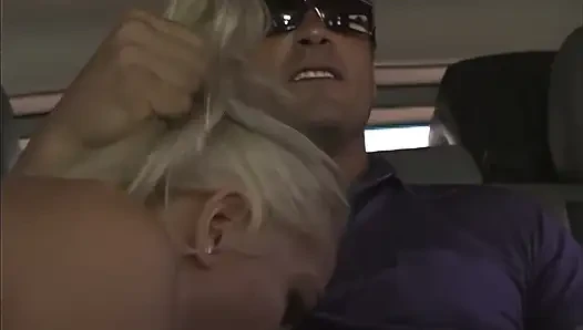Pierced pussy blonde fucked in both holes in lucky guy's car