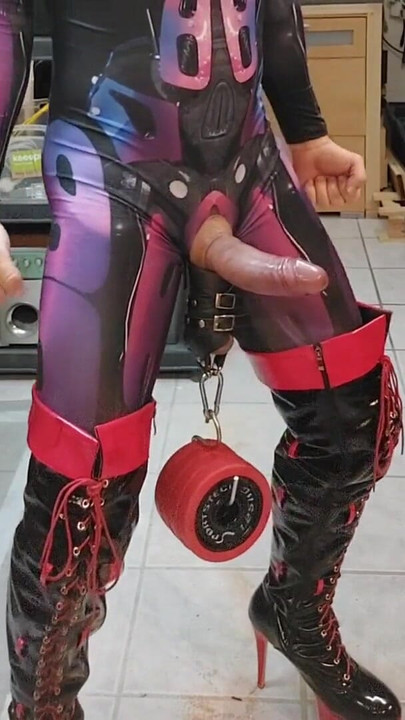 Key moment from "Extreme Nipple Pump Tit PIG CBT Ball Weight Milking Cum"