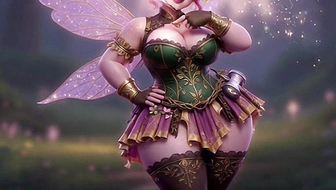 Thicc Pink Fairy Twerking Massiv röv med trollstav