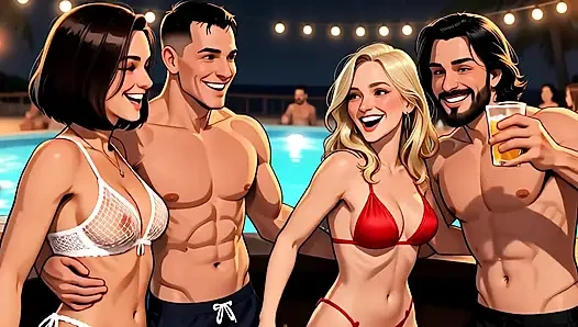 Cuck ehemann lässt ehefrau am pool von anderen männern gefickt werden