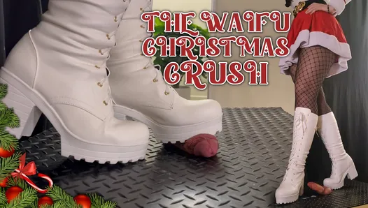 Waifu Christmas Crush in White Painful Boots - Bootjob, Shoejob, Ballbusting, CBT, Trample, Trampling, High Heels, Crush