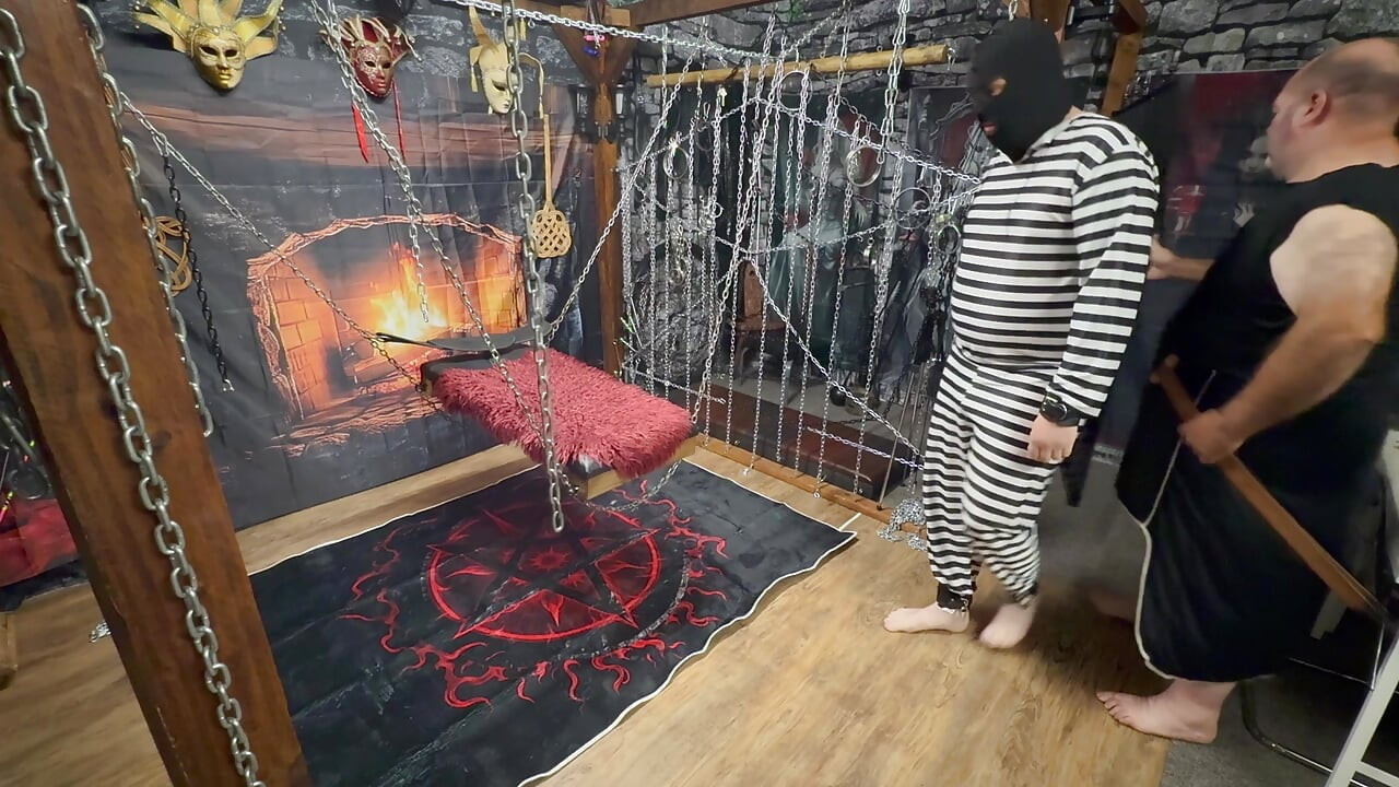 Part 1:- Lanista Bear & Domina Satana takes Well-Hung in the dungeon for the first time.