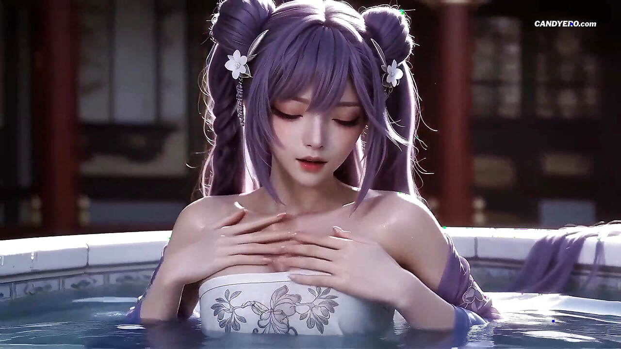 Memek berambut violet dihancurkan dengan 3 arah dengan tamparan wajah (AI-Generated)