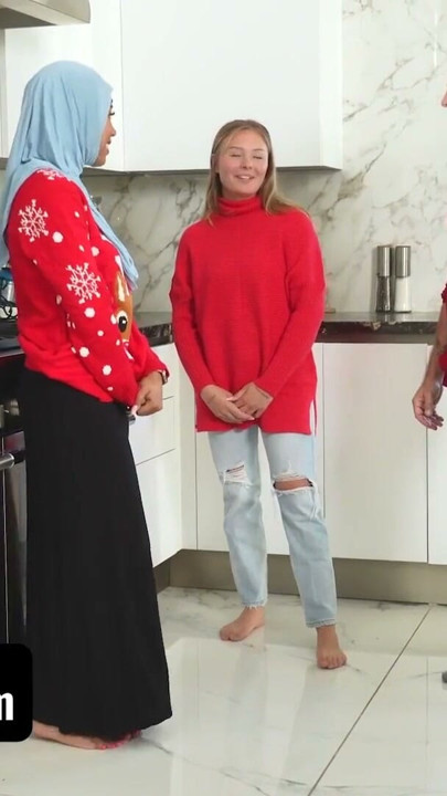 Hijab Teen Celebrates Her First American Christmas With A Taboo Family Threesome - TeamSkeet | Clip 1