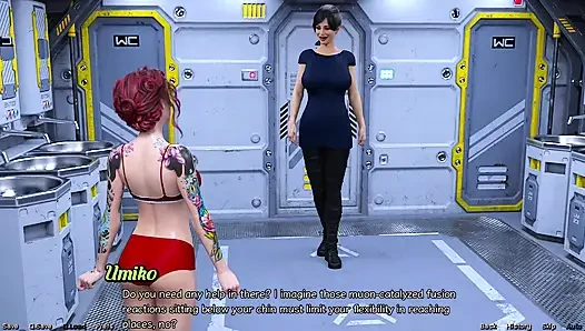 Uzayda Mahsur Kalmış - Striptizci Orta Yaşlı Seksi Kadın Büyük Göğüslerini Teşhir Ediyor