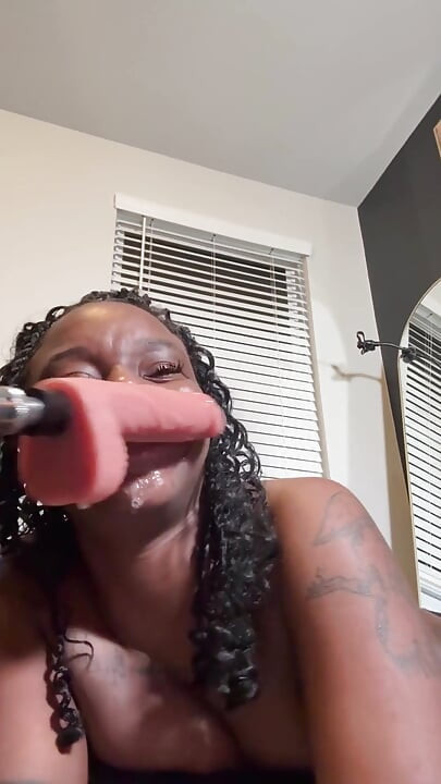 Ebony Fucks Throat and Squirt Uncontrollably