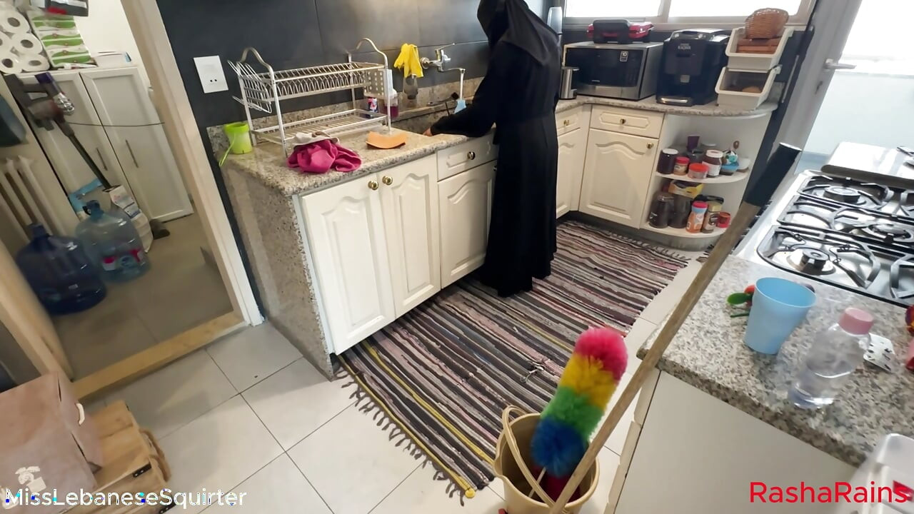 Lebanese Maid accepts extra pay for extra hot and wet services..