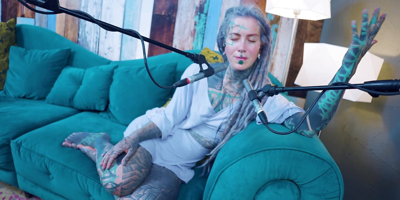 I talk about O - Overcome - ASMR podcast SFW talking goth skinny girl dreadlocks tattoo model inked girl