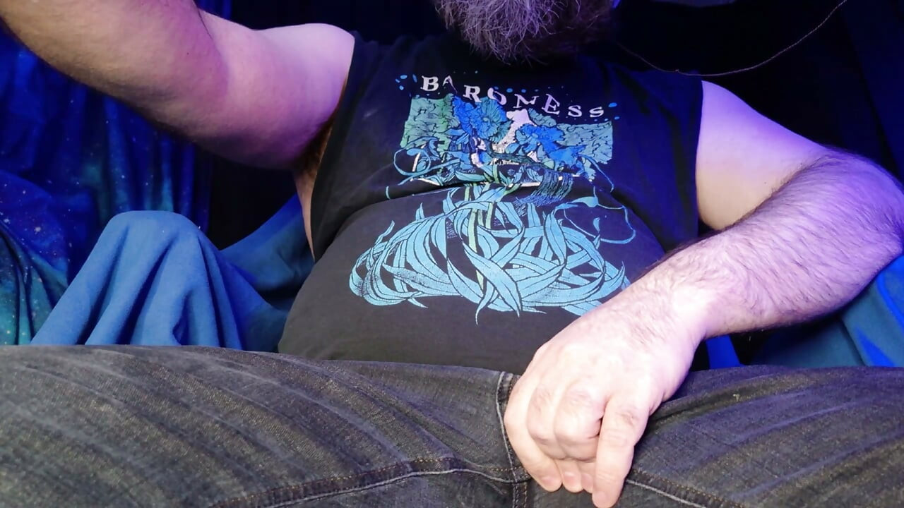 Daddy Rubbing Cock Though His Jeans