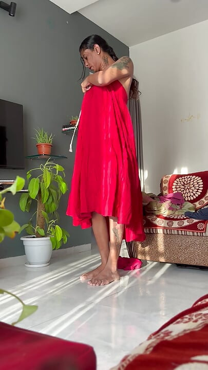 Indian transformation wearing hot saree
