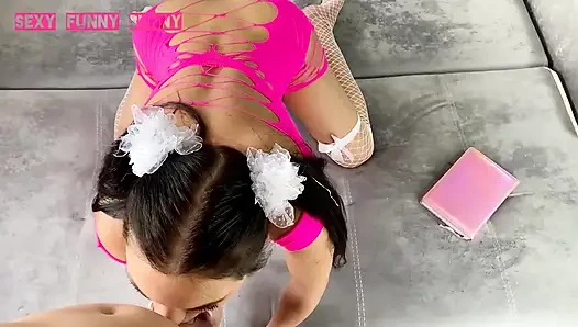 Seks anal sama teman sekelasnya yang hot dengan lingerie seksi berujung crot banyak banget