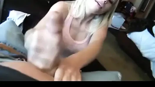 Blonde teen shows you how to give a handjob