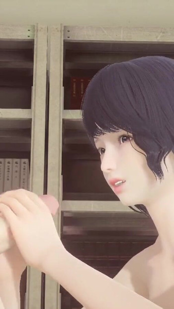 Must-see moment from "Hentai Uncensored - Futanari cum in Shoko's face in library"