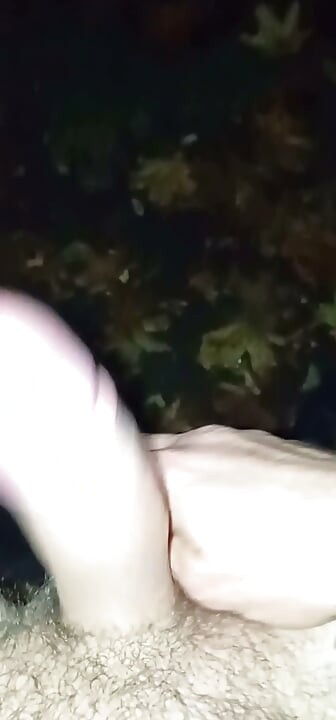 Masturbating outside on a bench