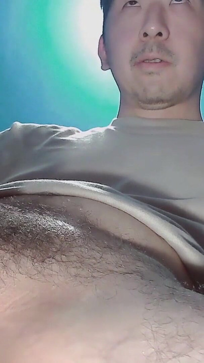Asian with big cock shows his face for the first time and ends up masturbating | Clip 1