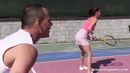 Horny Mixed Double Tennis Match
