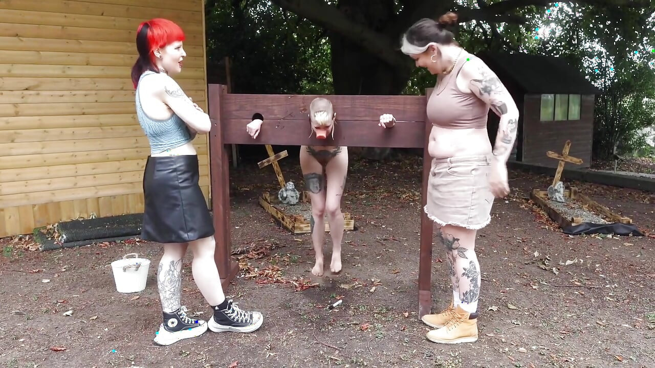 Naked Humiliation Girl Is Put in Stocks & Degraded