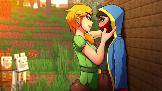 Пародия На MineCraft Hornycraft полная галерея с персонажем с чудо-трейдером