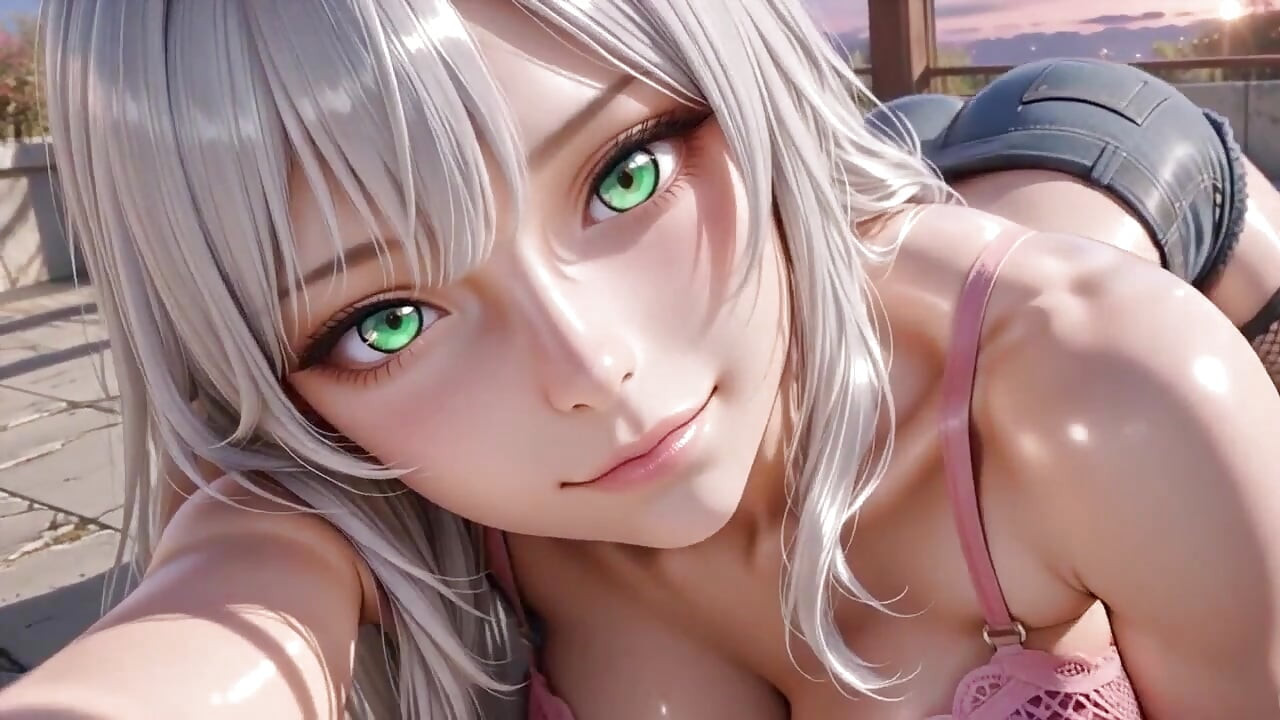 Ai- the Moment She Laid on the Sand in Pink Blouse & Skirt